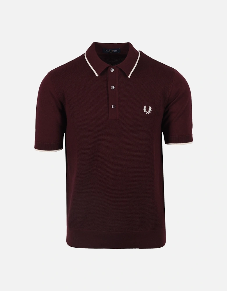 Pique Knitted Polo Shirt Oxblood