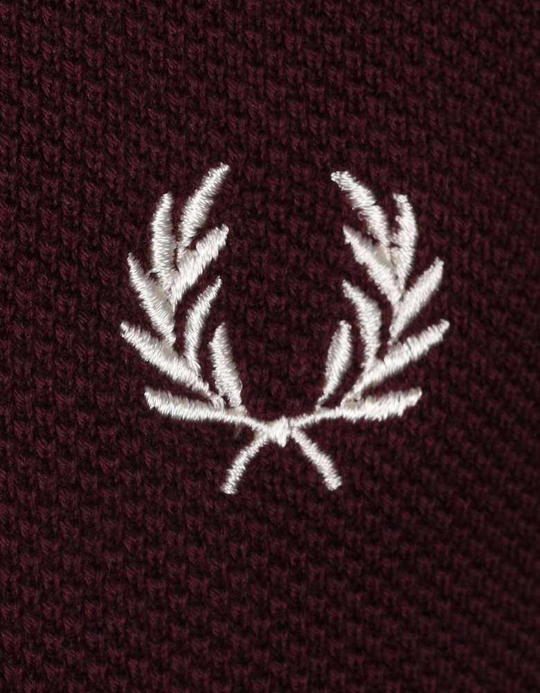 Pique Knitted Polo Shirt Oxblood