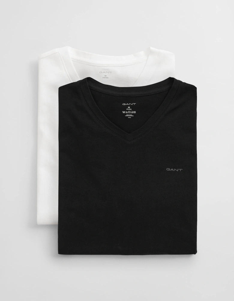 Mens V-Neck T-Shirt 2-Pack - 111 Black / White