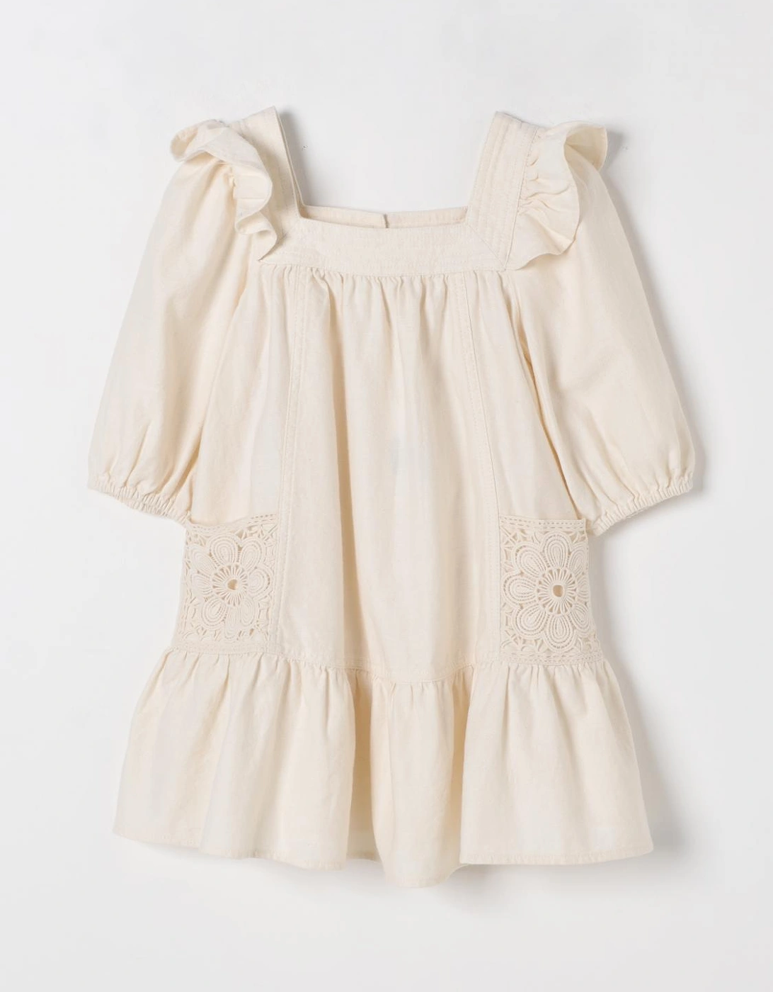 Linen Dress with Lace Detail, 4 of 3