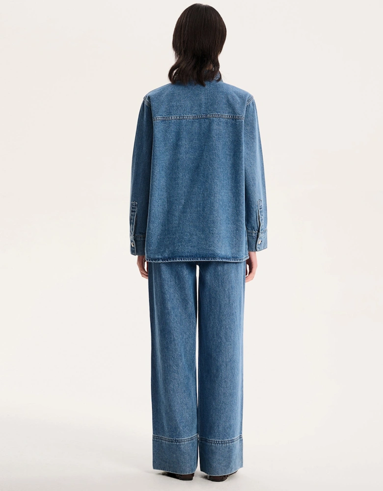 Magnus Embroidered Jacket in Mid Wash