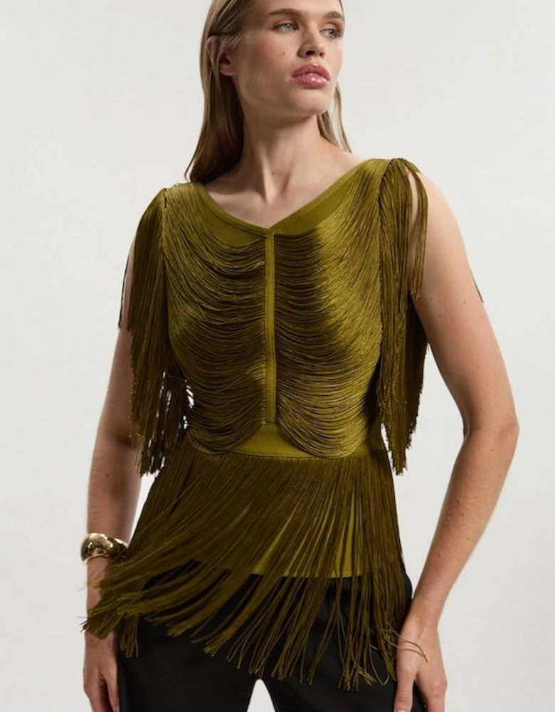 Draped Fringe Knitted Top