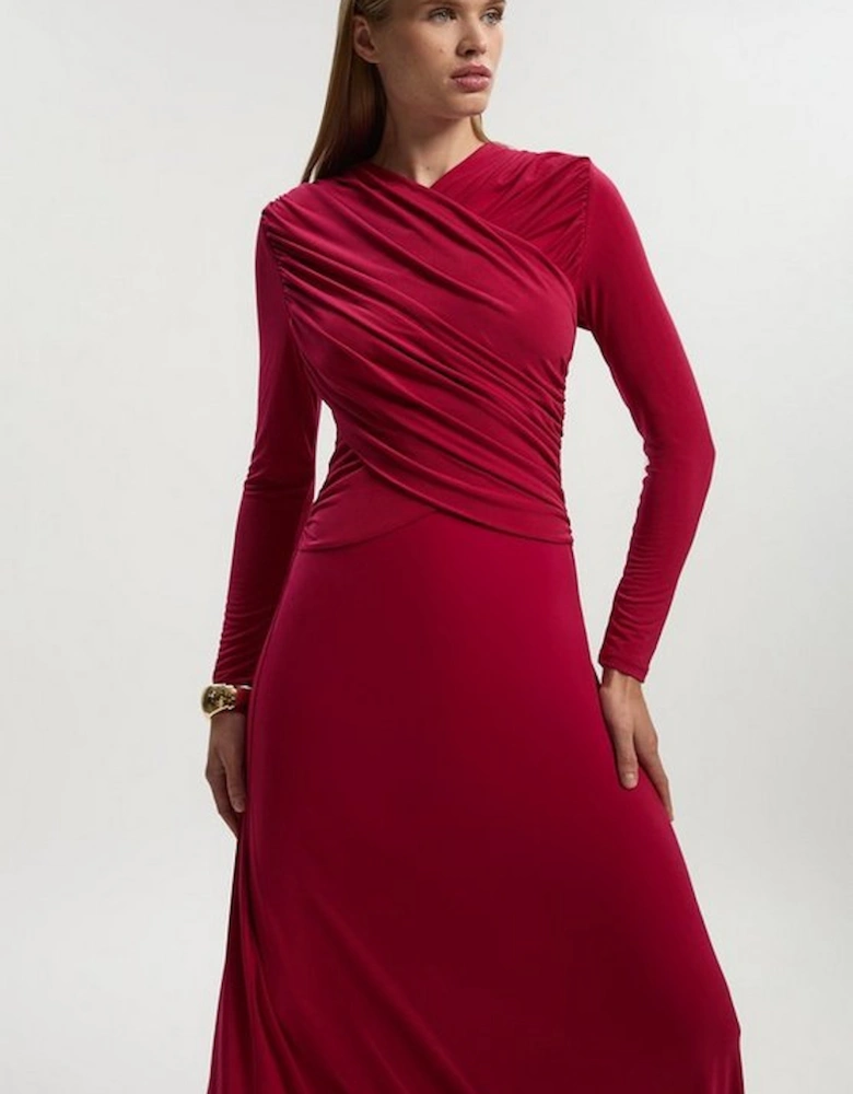 Ruched Jersey Crepe Midi Dress