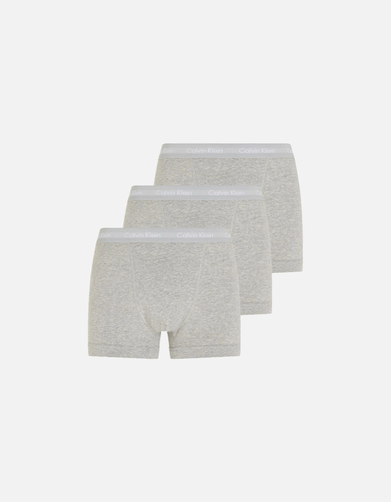 3-Pack Cotton Stretch Boxer Trunks, Grey Heather