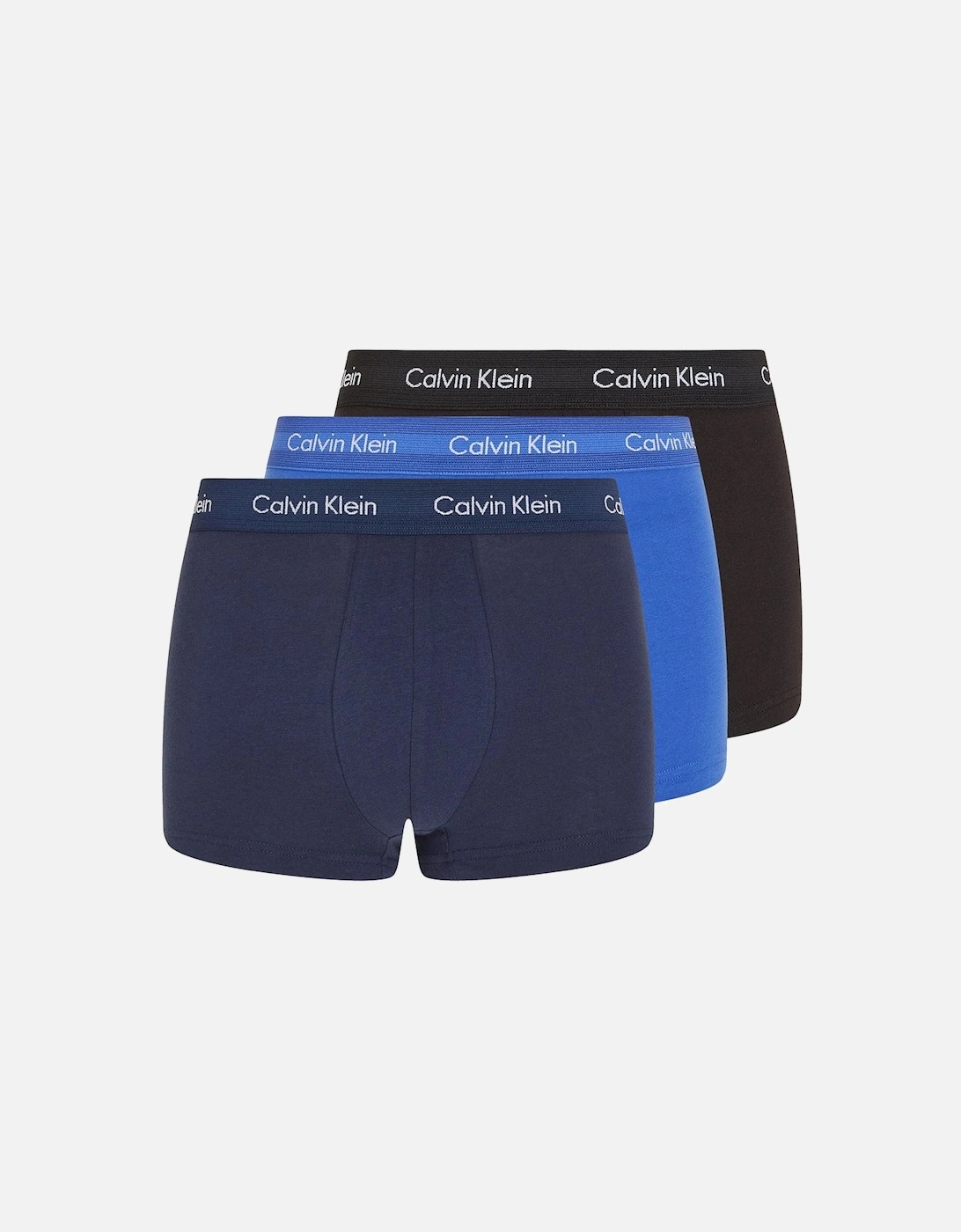 3-Pack Low-Rise Cotton Stretch Boxer Trunks, Navy/Black/Blue, 9 of 8