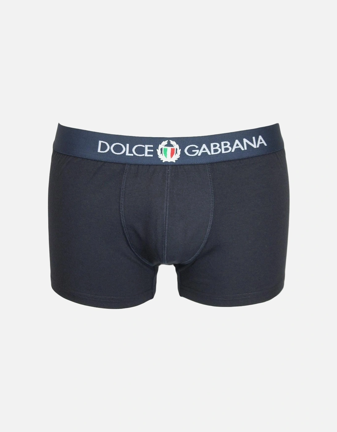 Two-Way Stretch Jersey Boxer Trunks with Crest, Navy Blue, 3 of 2