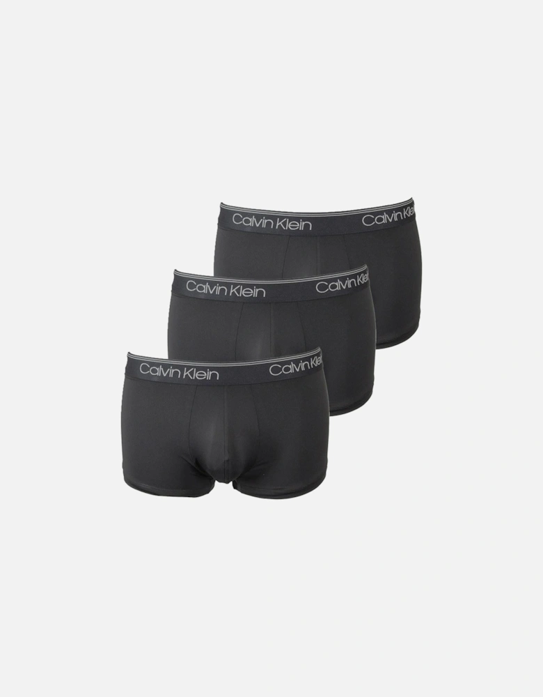 3-Pack Microfiber Stretch Low-Rise Boxer Trunks, Black