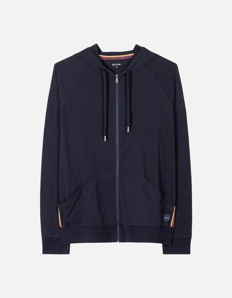 Cotton Jersey Zip Lounge Hoodie, Navy