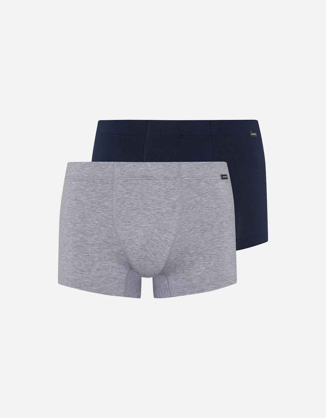 2-Pack Covered Waistband Cotton Essentials Boxer Trunks, Light Melange / Deep Navy, 15 of 14