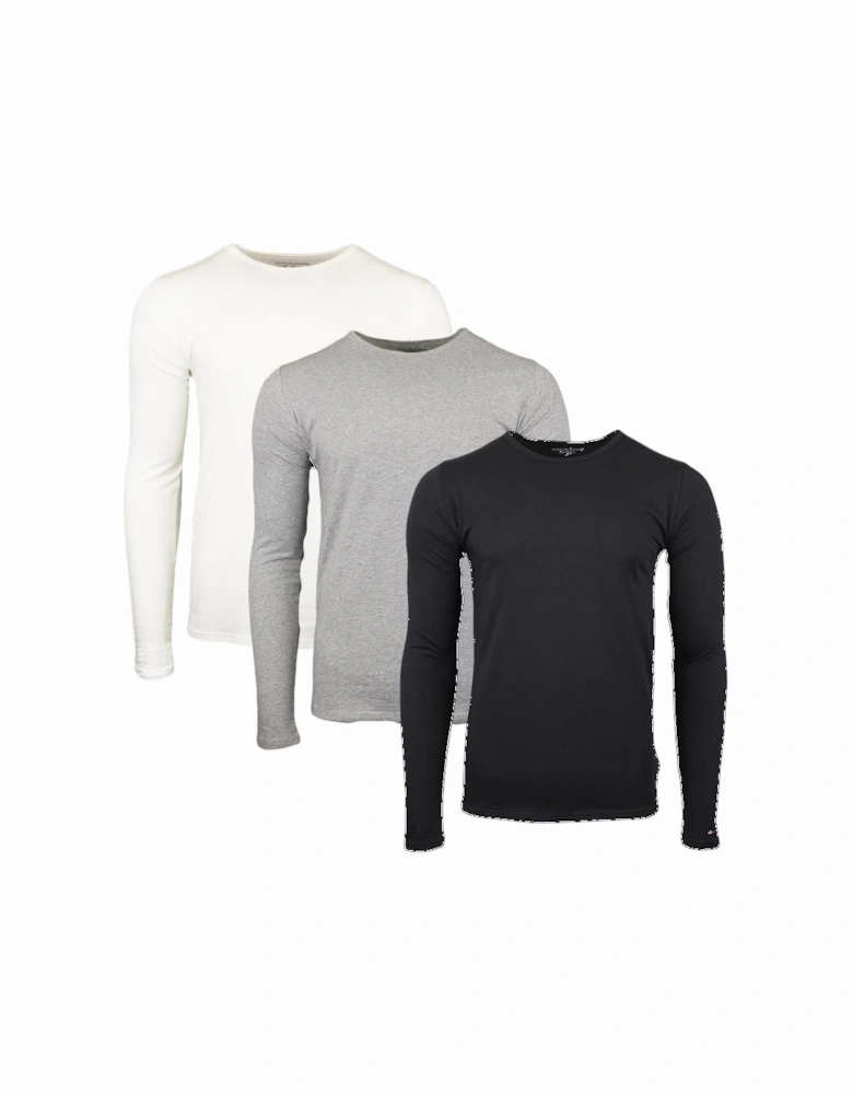 3-Pack Premium Essentials Long Sleeve T-Shirts, Black/White/Grey Heather