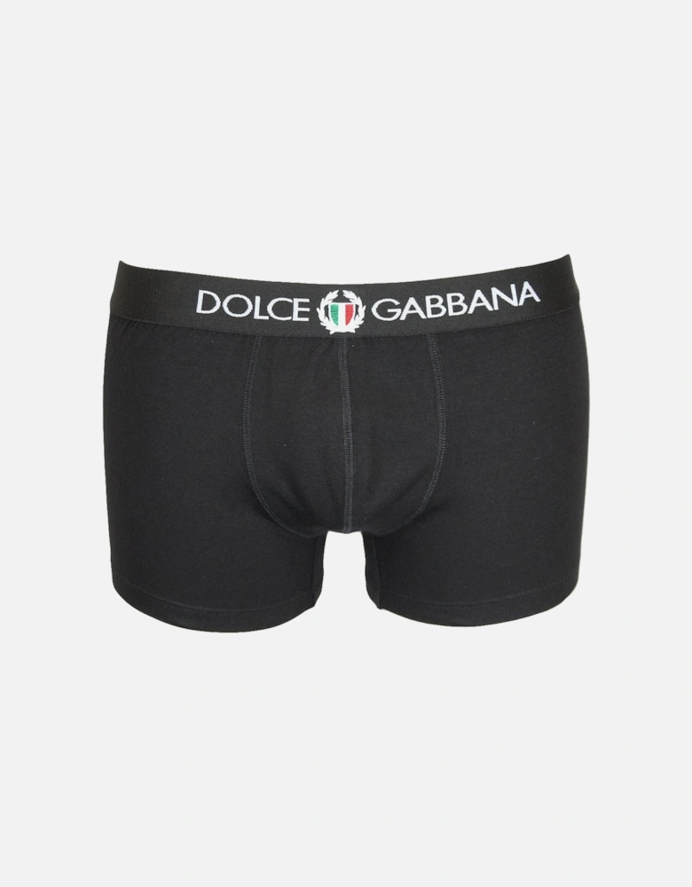 Two-Way Stretch Jersey Boxer Trunks with Crest, Black