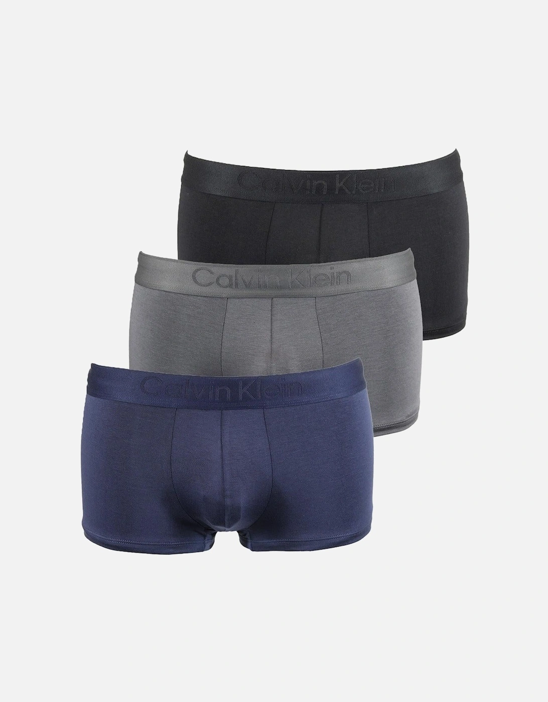3-Pack CK Black Low-Rise Boxer Trunks, Black/Grey/Navy, 6 of 5