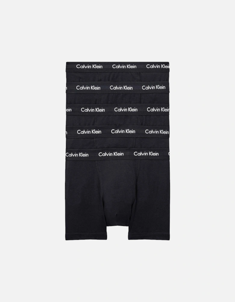 5-Pack Cotton Stretch Boxer Trunks, Black
