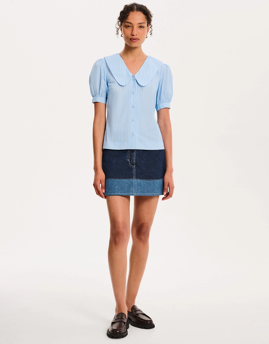 Kyra Shirt in Blue and White Stripe