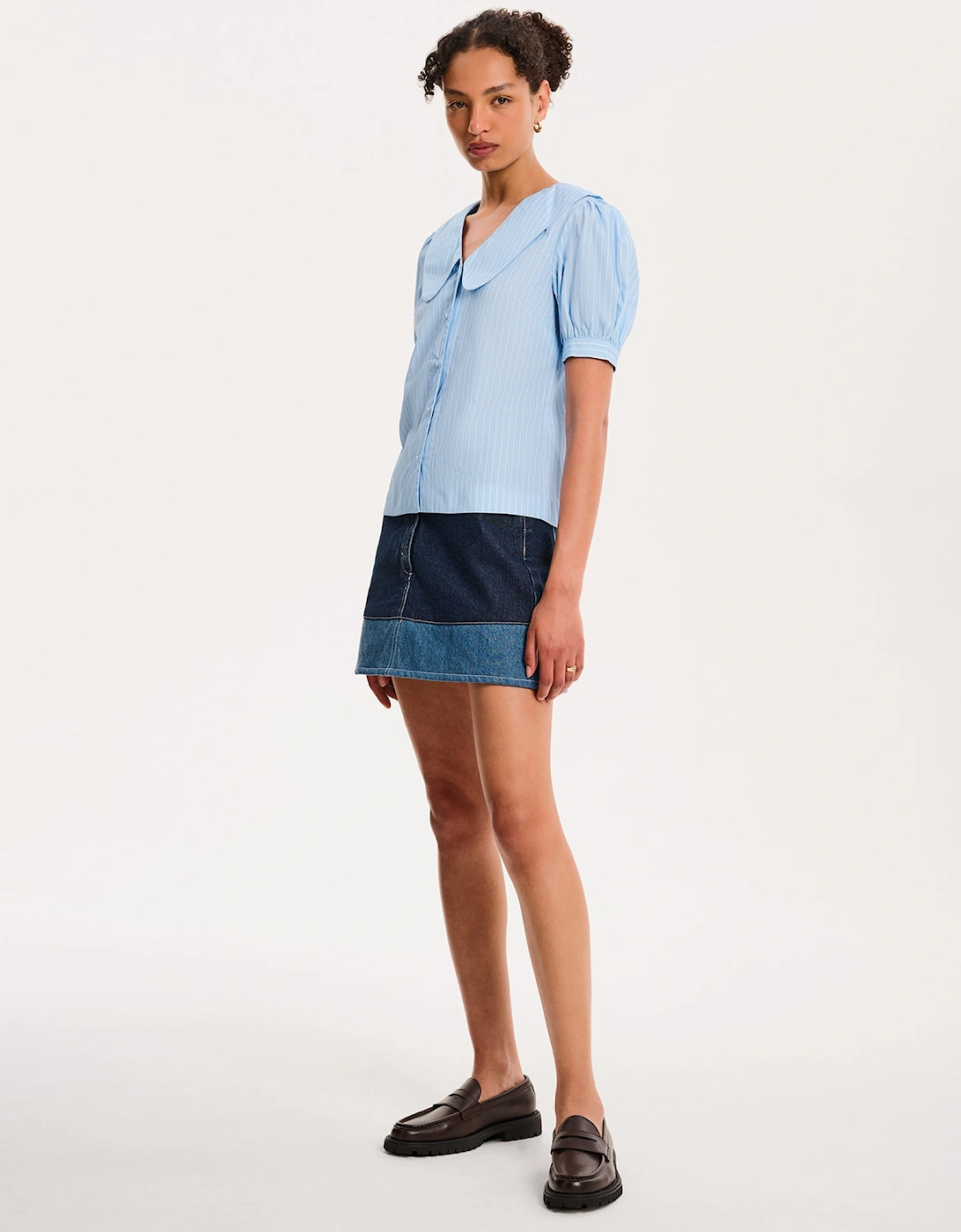 Kyra Shirt in Blue and White Stripe