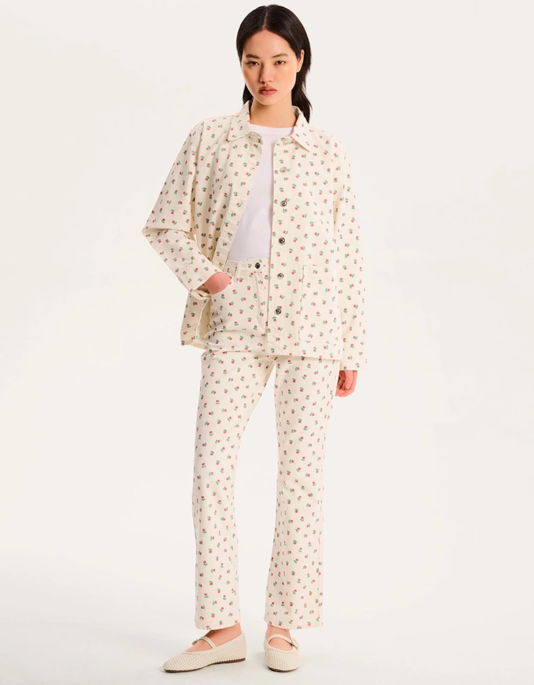 Sarah Jane All Over Rose Jeans in White