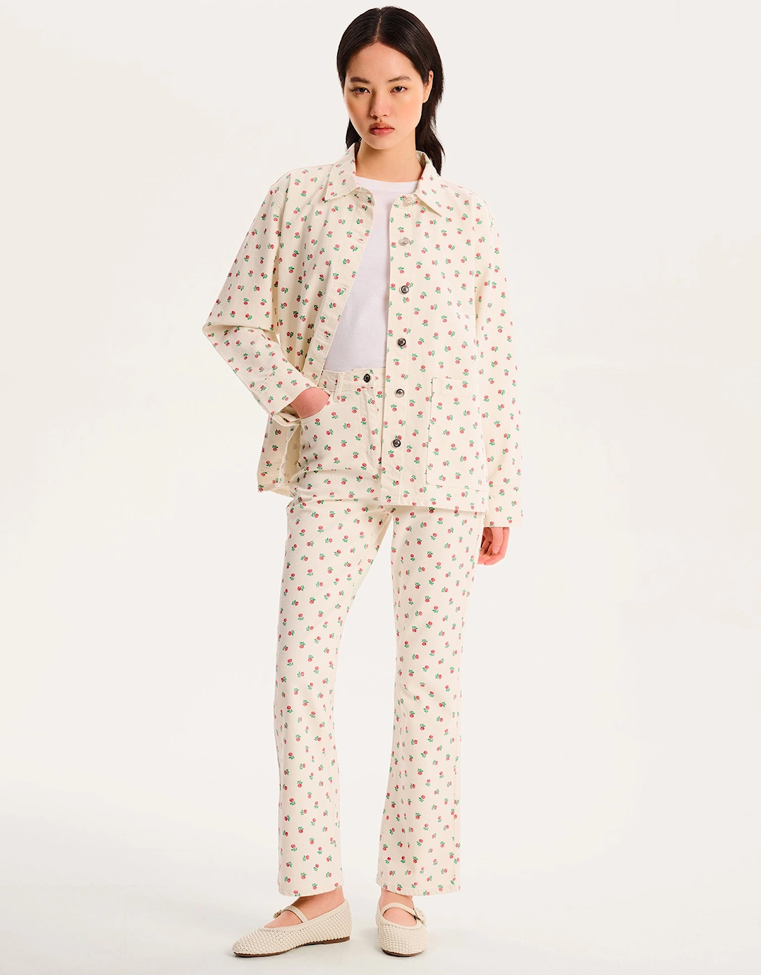 Sarah Jane All Over Rose Jeans in White, 5 of 4