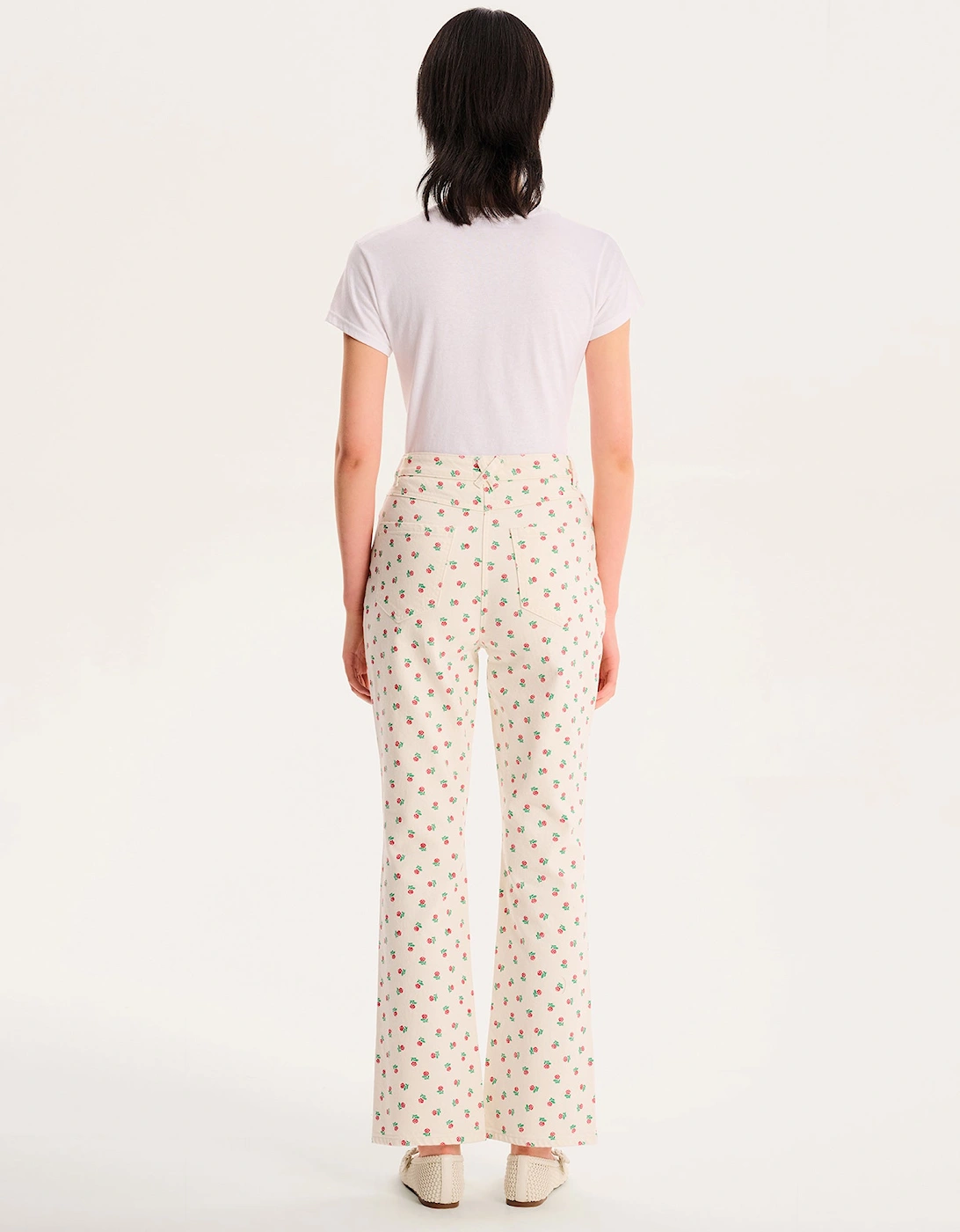 Sarah Jane All Over Rose Jeans in White