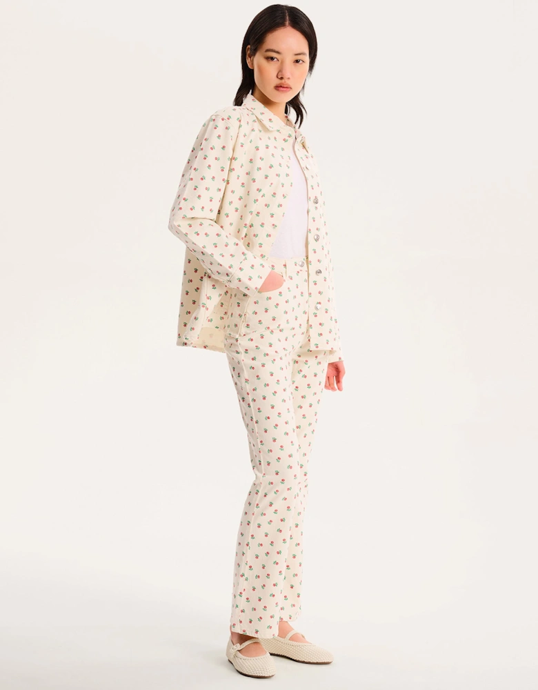 Sarah Jane All Over Rose Jeans in White