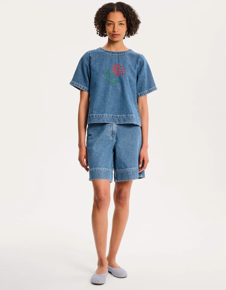 Cally Blouse in Mid Wash