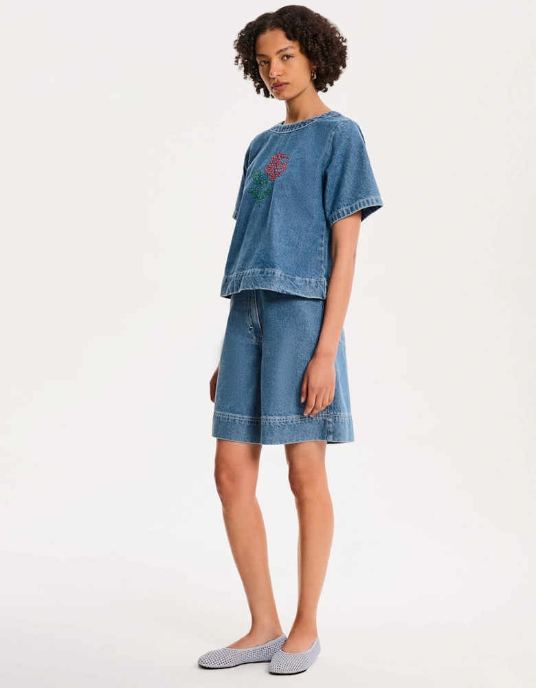 Cally Blouse in Mid Wash