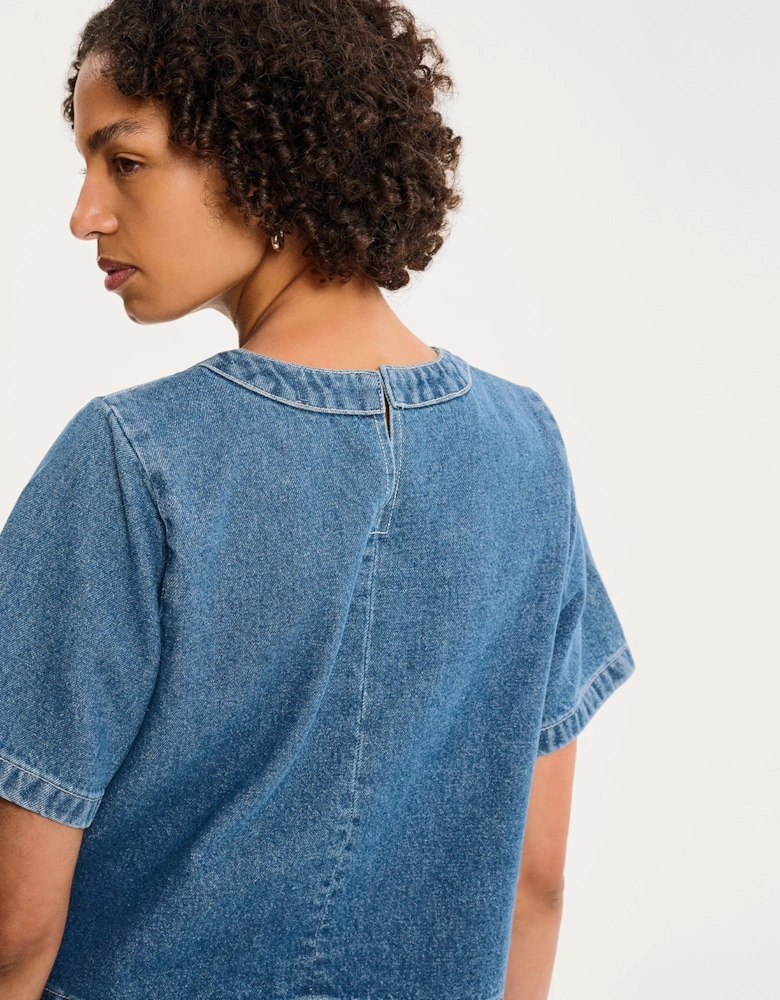 Cally Blouse in Mid Wash