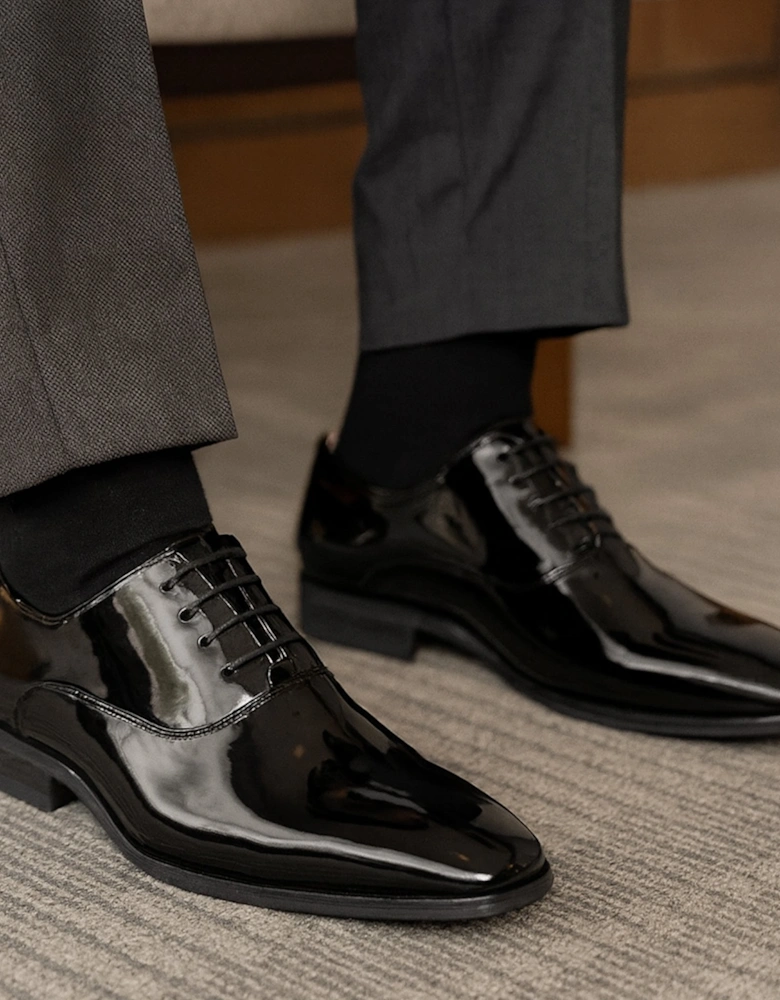 ROONEY Mens Patent Dress Shoes Black