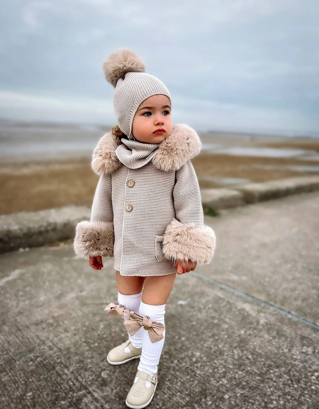 Camel Knit Natural Fur Cardigan