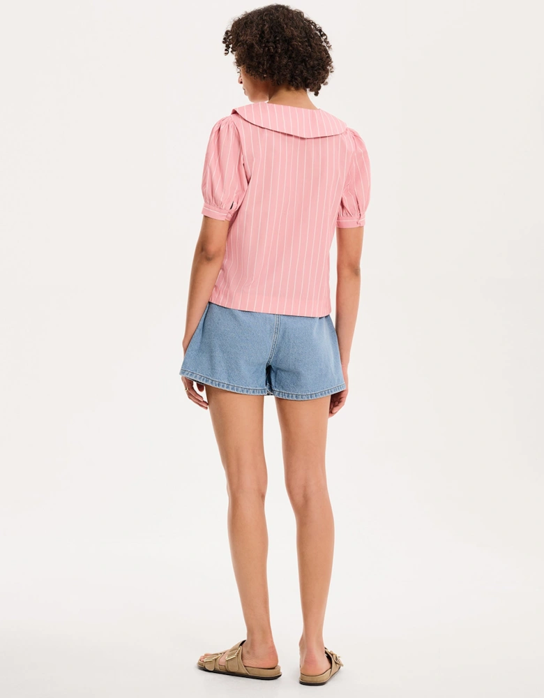 Kyra Shirt in Pink and White Stripe