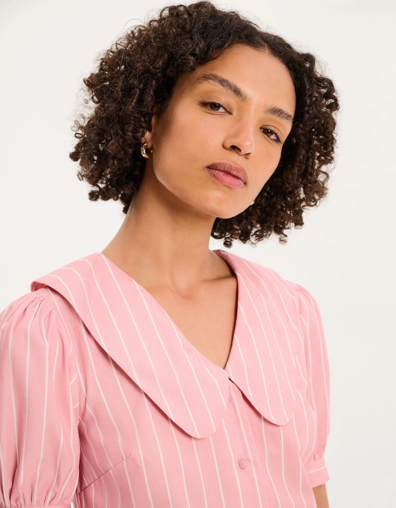 Kyra Shirt in Pink and White Stripe