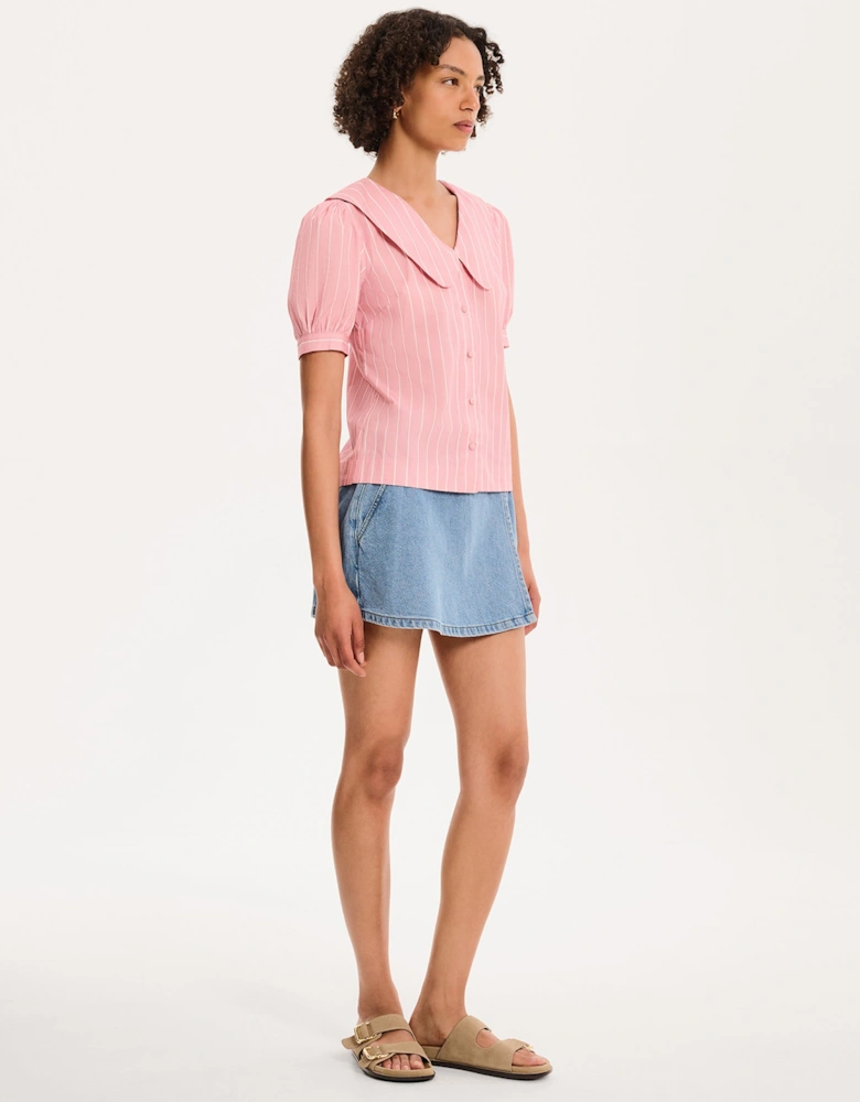 Kyra Shirt in Pink and White Stripe