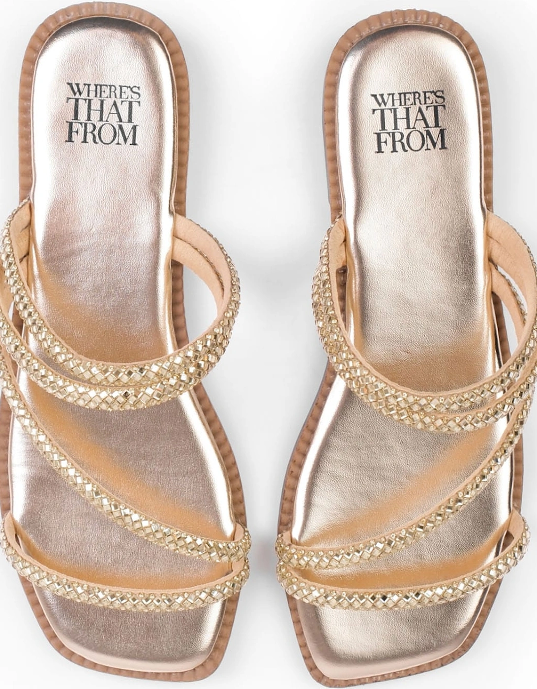 Strappy Flat Sandals with Diamanté Detail