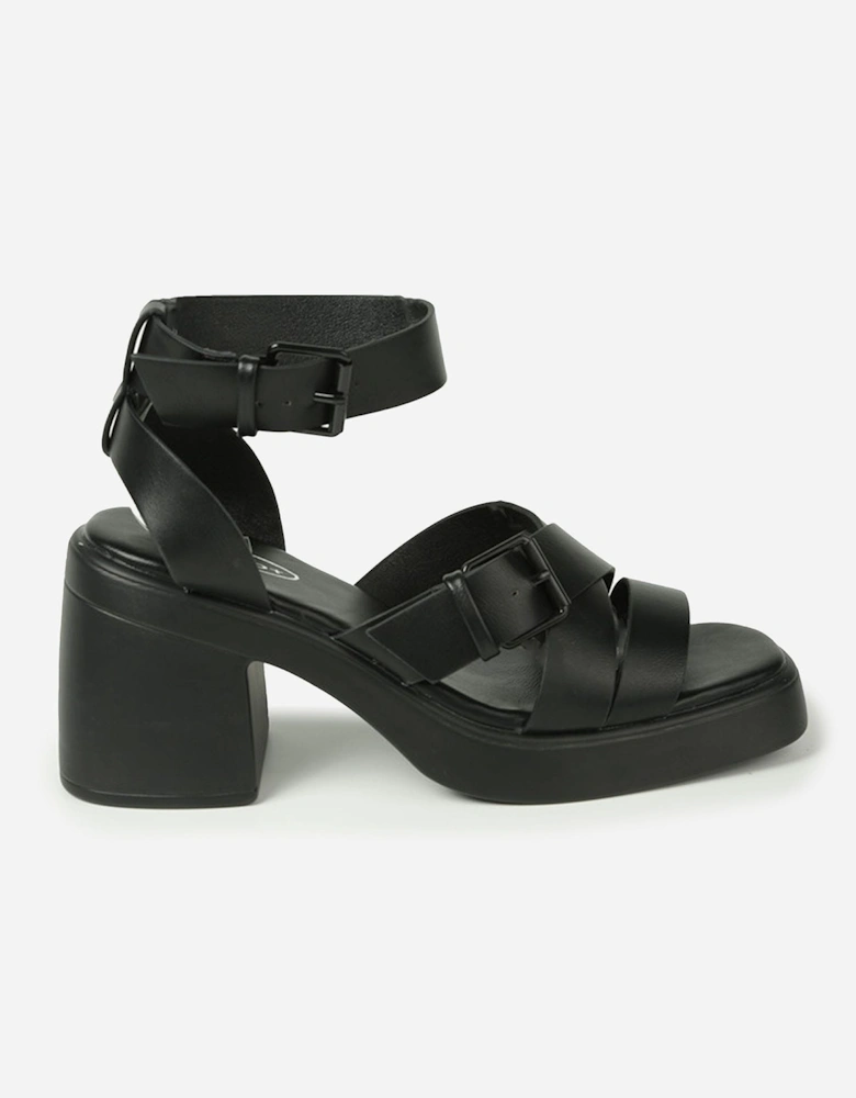 Block Heel Buckle Detailed Sandals