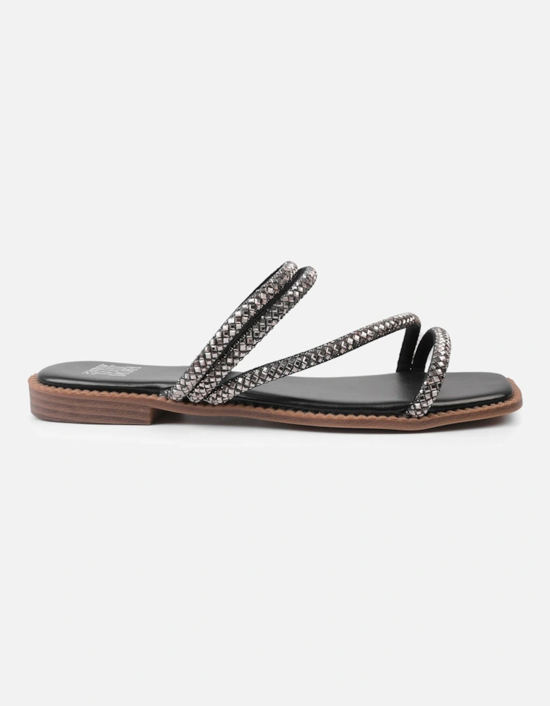 Strappy Flat Sandals with Diamanté Detail