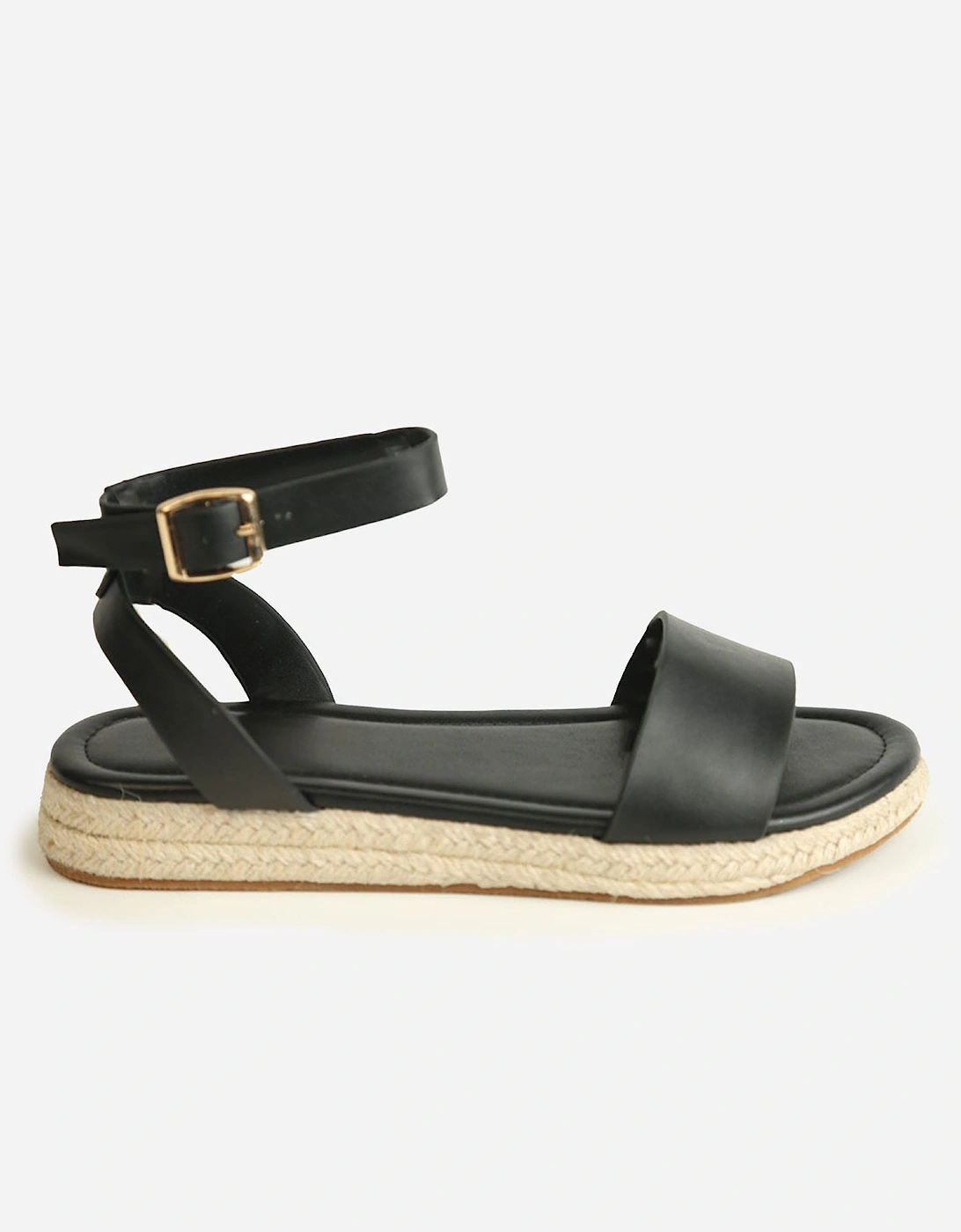 Ankle Strap Raffia Low Flatform Sandals, 2 of 1