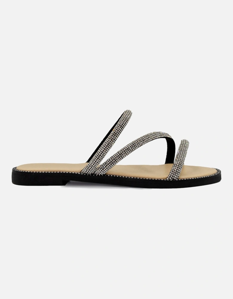 Embellished Strappy Sparkly Flat Sandals