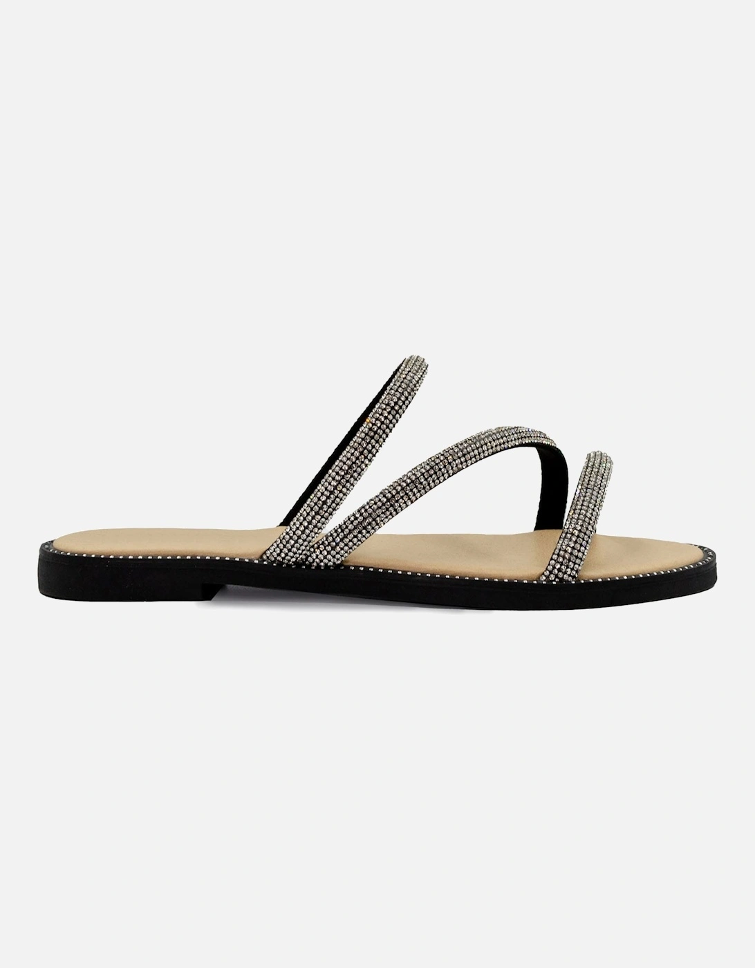 Embellished Strappy Sparkly Flat Sandals, 3 of 2
