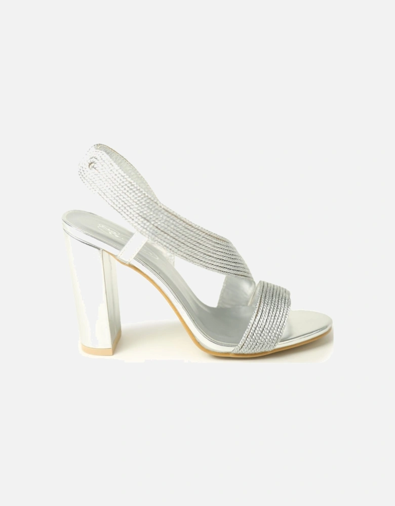 Block Heel Sandals with Crossover Strap