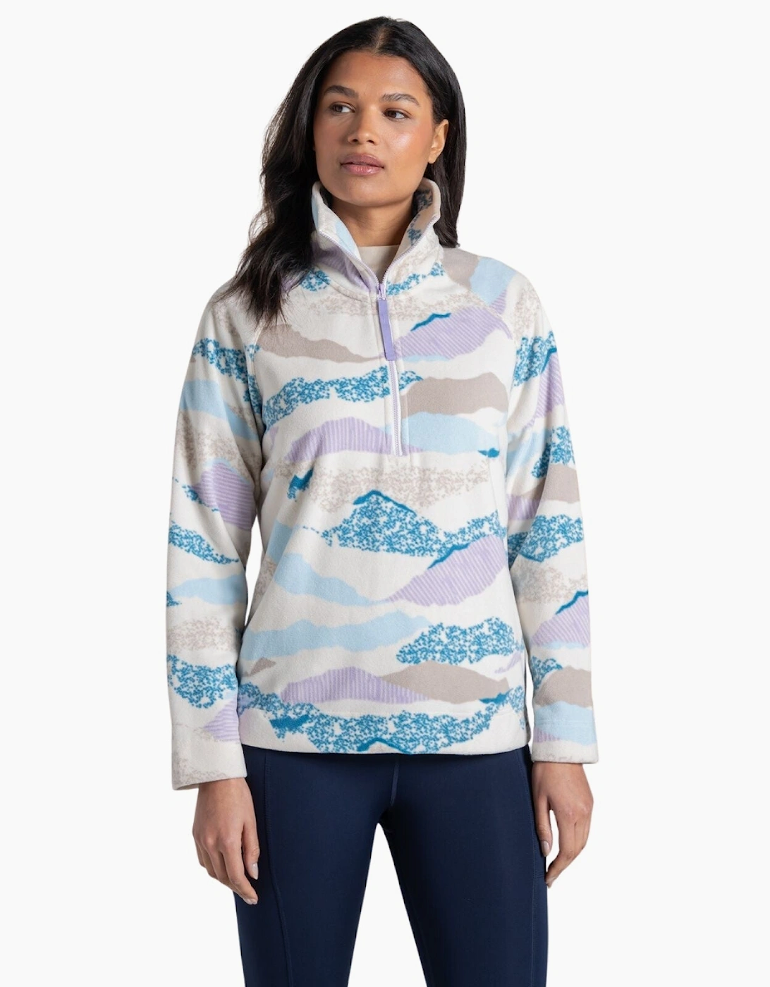 Craghoppers Women's Optic White Print Annjela Quick Dry Half Zip Fleece - Size: 12