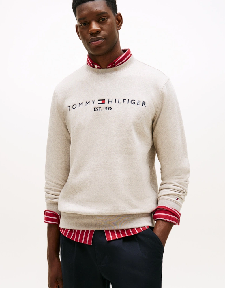 Tommy Logo Mens Sweatshirt - Heathered Pebble