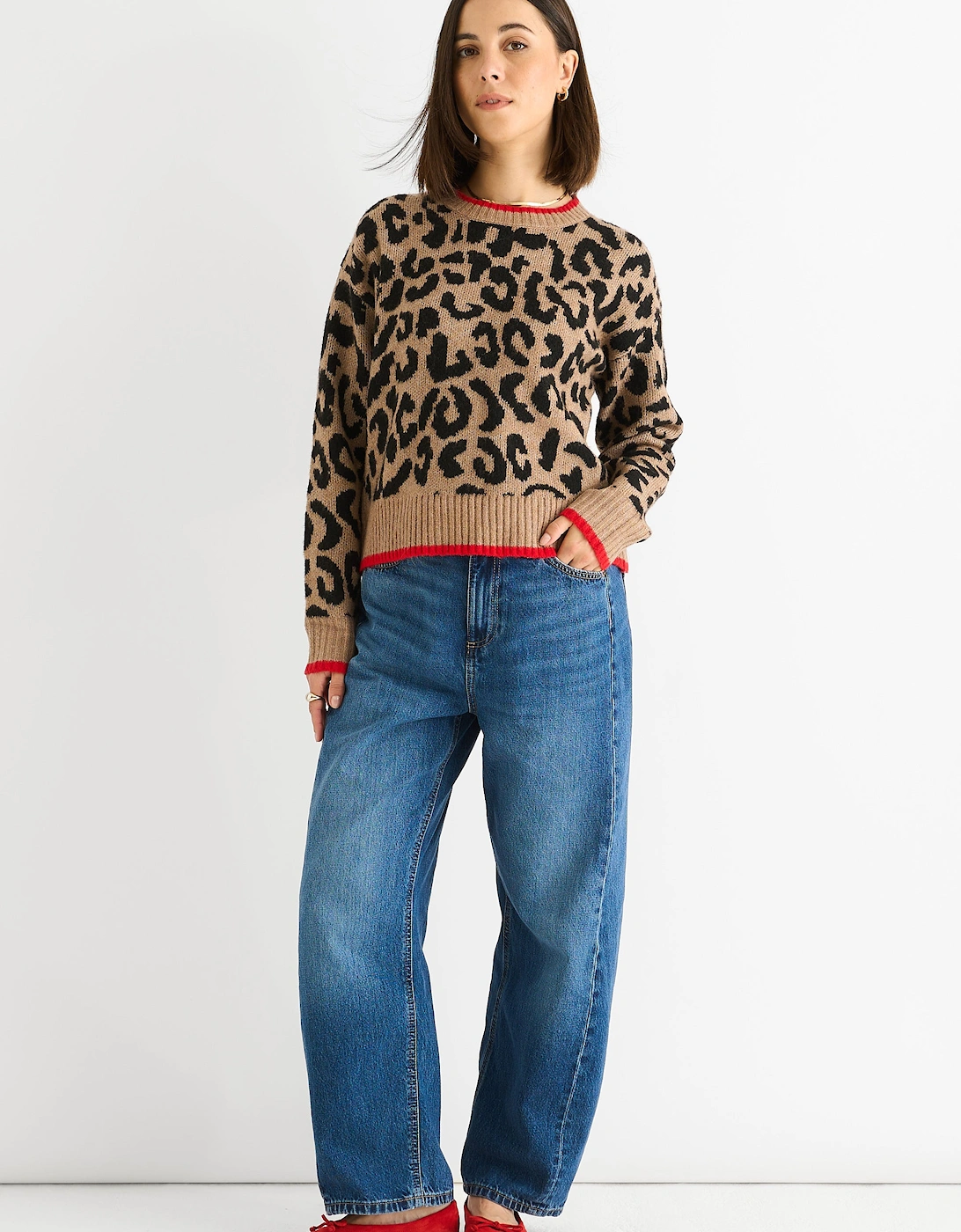 Camel Contrast Piping Animal Knit Jumper, 5 of 4