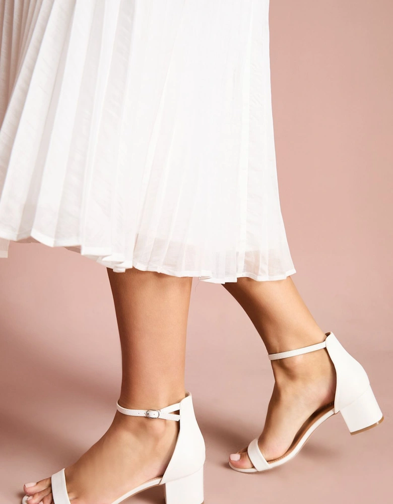 Bridal Wide Fit Thelma Faux Leather Medium Block Heeled Sandals