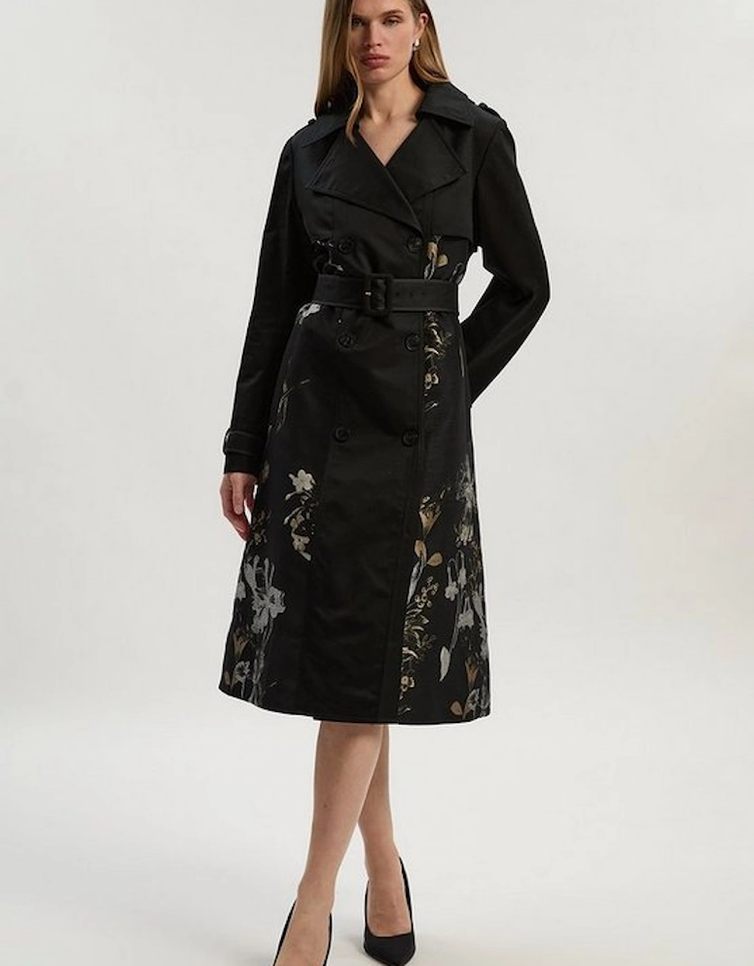 Printed Jacquard Padded Trench Mix Coat, 2 of 1