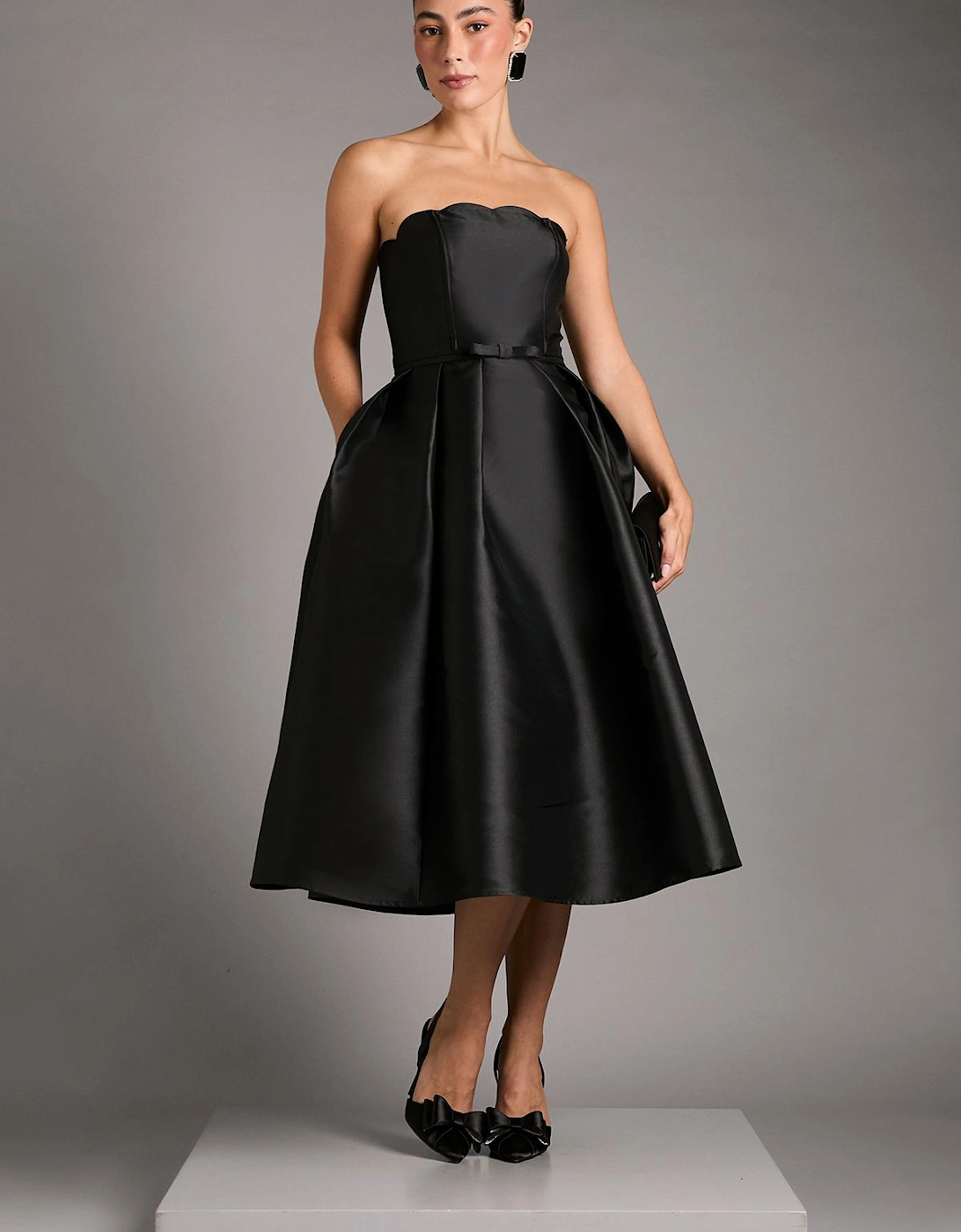 Scalloped Strapless Midi Dress, 2 of 1