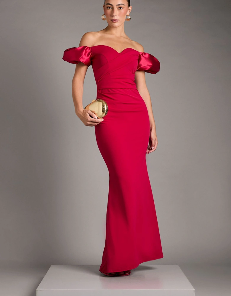 Volume Sleeve Scuba Maxi Dress