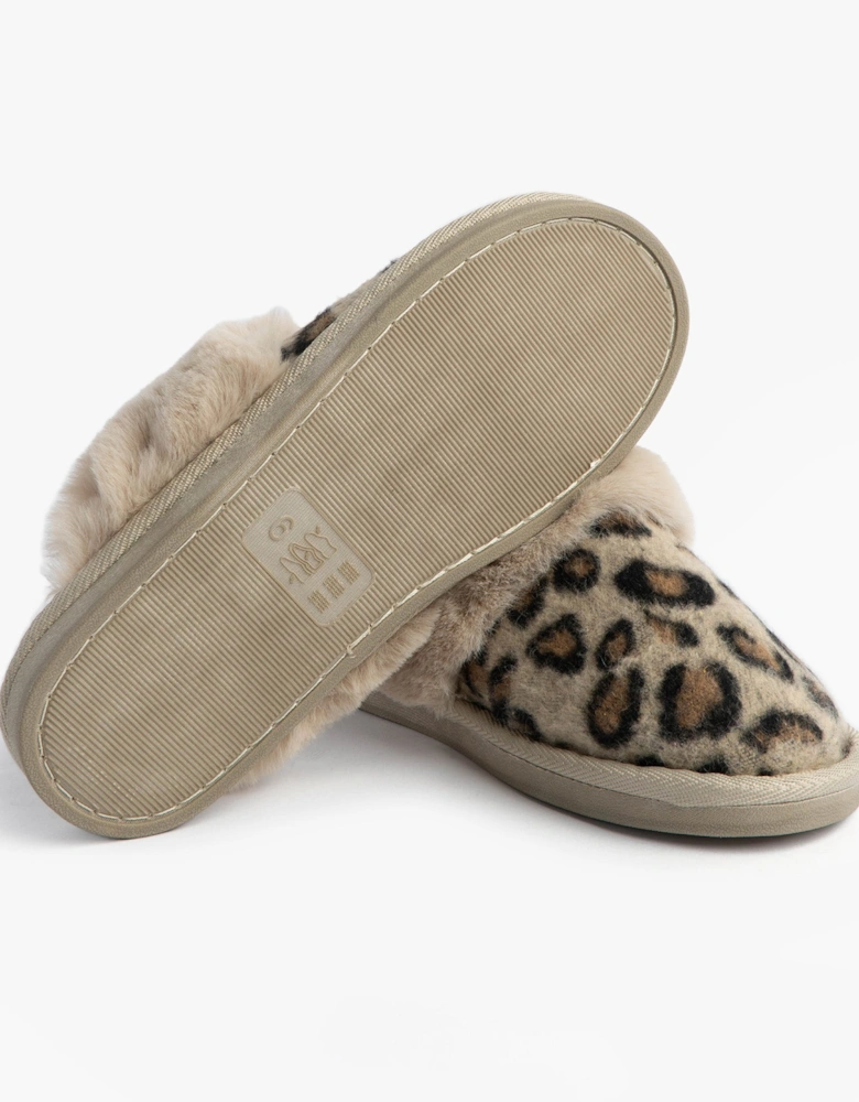 Jo & Joe NALA Womens Mule Slippers Leopard