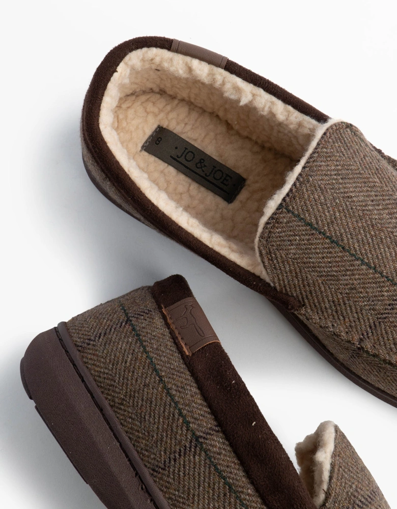 Jo & Joe GLENCOE Mens Moccasin Slippers Brown