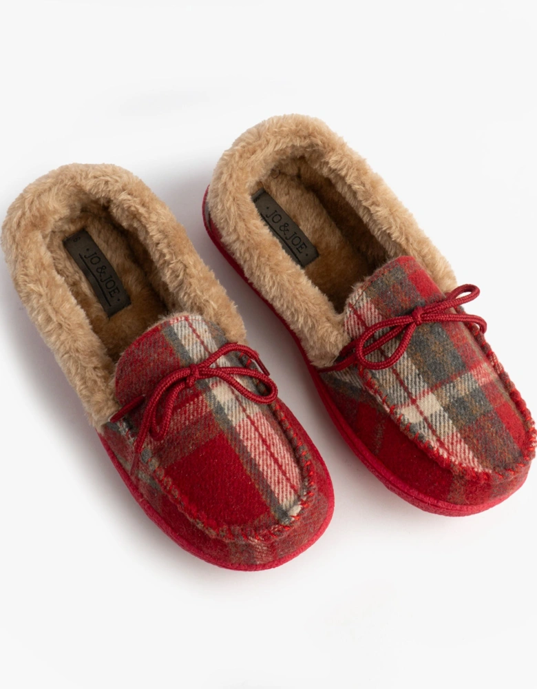 Jo & Joe PEMBROKE Womens Moccasin Slippers Festive Red