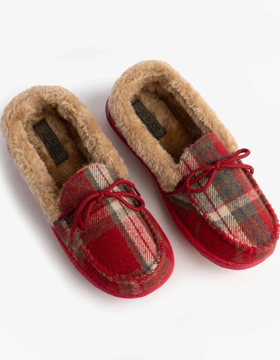 Jo & Joe PEMBROKE Womens Moccasin Slippers Festive Red