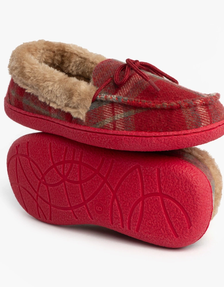 Jo & Joe PEMBROKE Womens Moccasin Slippers Festive Red